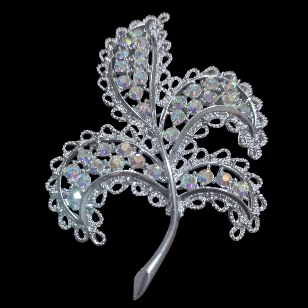 Emmons Silver Leaf Shiny Brooch Vintage.